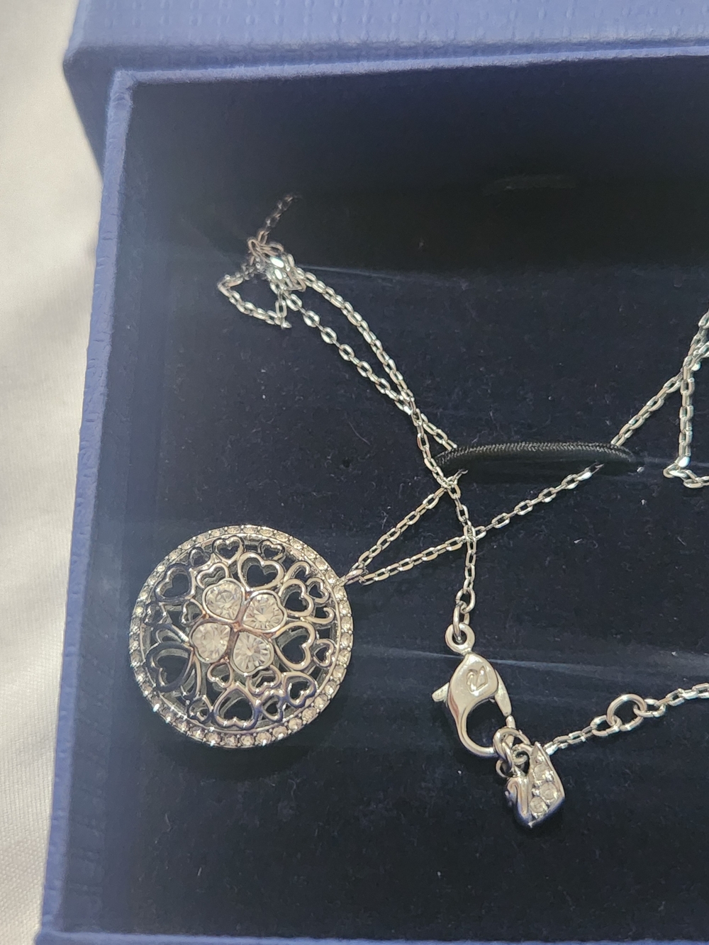 Swarovski Reversible Heart Filgree Hemisphere Necklace In Box-gift Ready - Picture 7 of 8